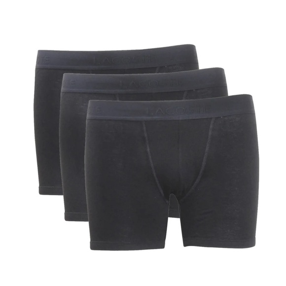 Lacoste Men's 3-Pack Boxer Briefs Underwear Classic Stretch Black size M NIX - Picture 1 of 5